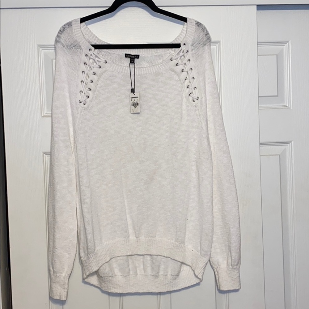 Lace-Up Shoulder Sweater NWT